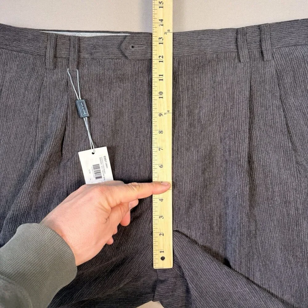 NWT ST. CROIX Men's Grey Corduroy Pants Trousers Sz 42R MADE IN ITALY Wool Blend